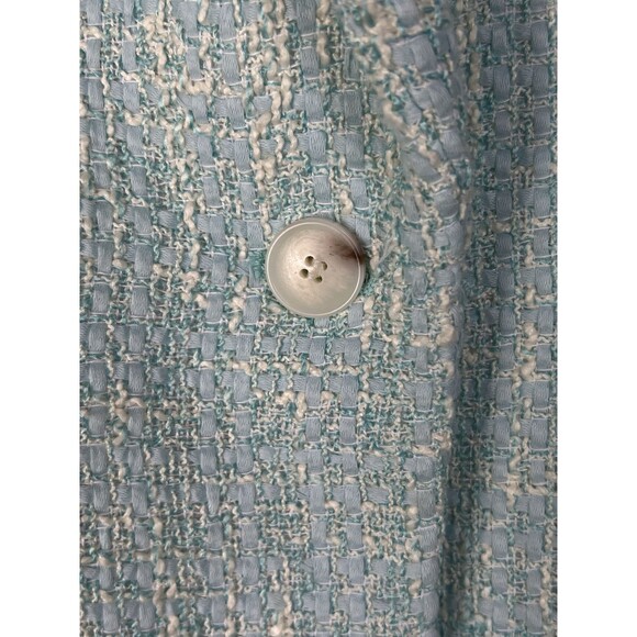 Talbots Blazer Jacket Women's 10P Aqua Blue Tweed Lined One Button Office Career - Picture 9 of 12